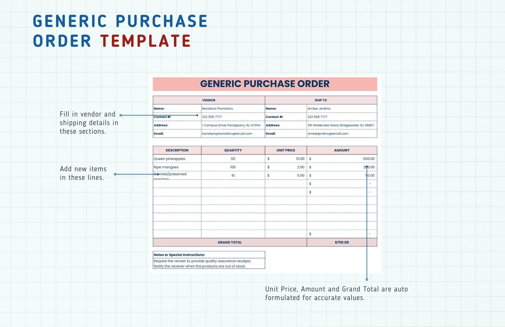 Generic Purchase Order Template