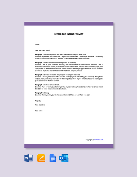 Letter Of Intent Format Template Google Docs Word Template