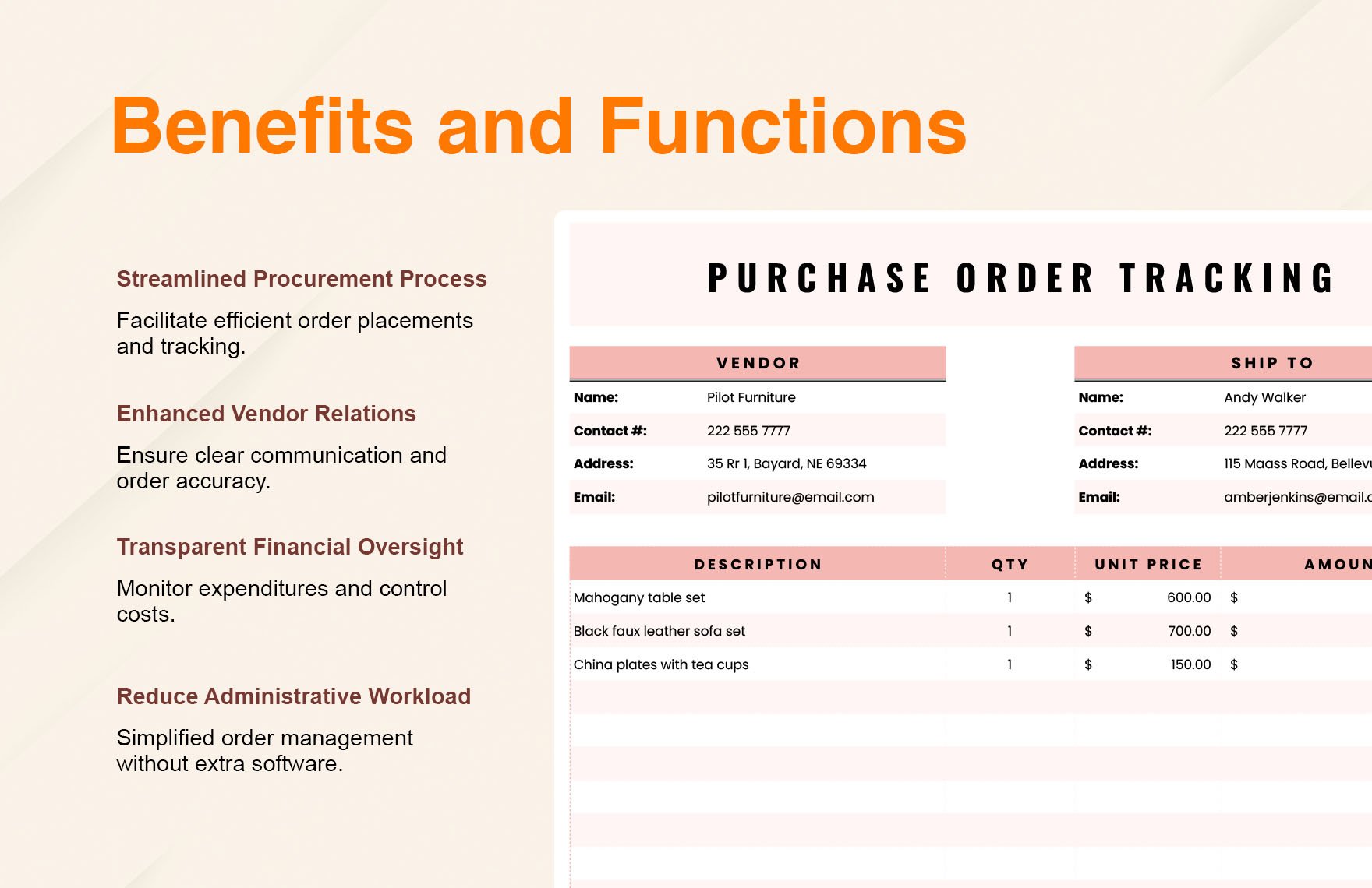 Purchase Order Tracking Template