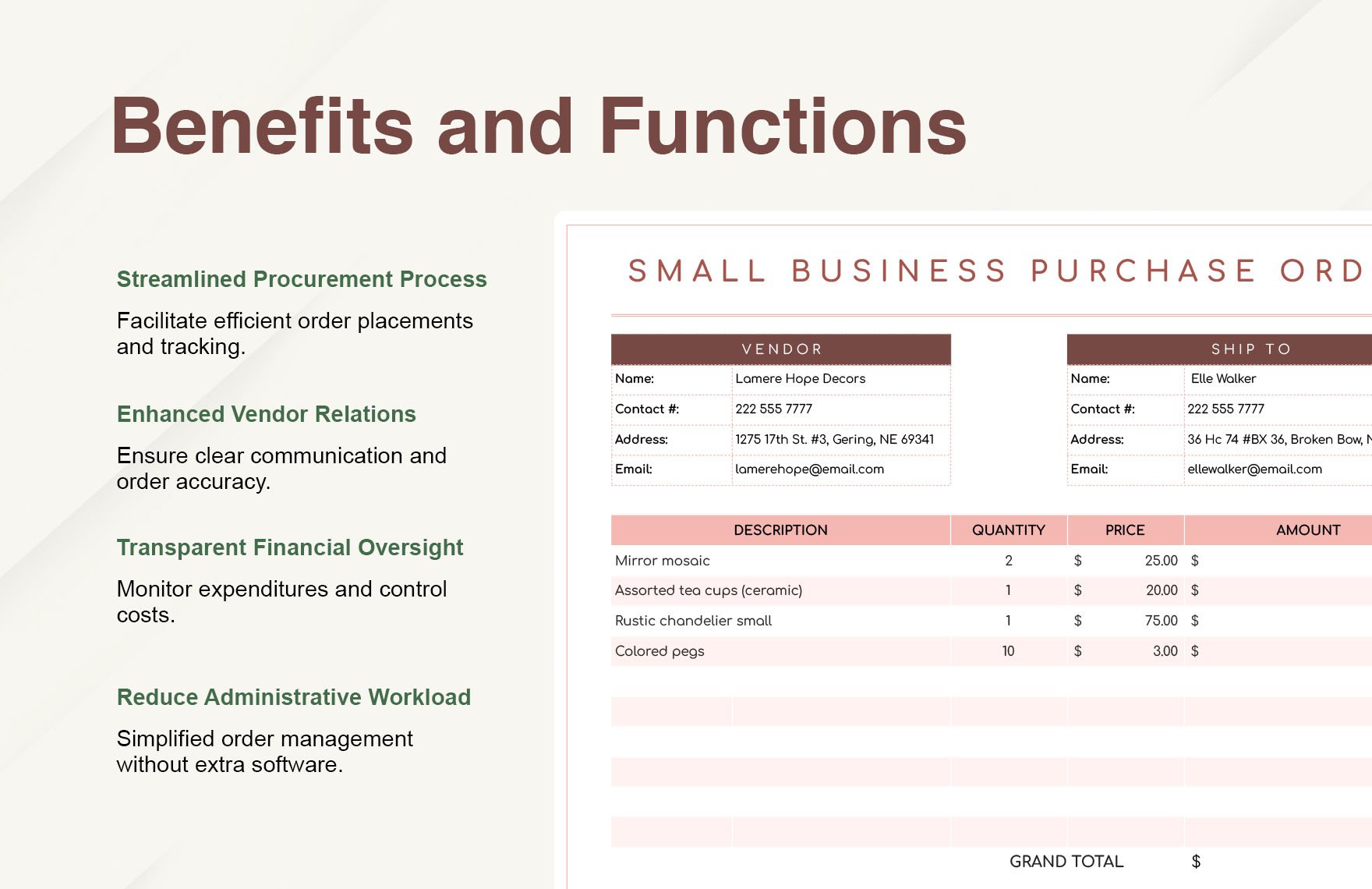 Small Business Purchase Order Template