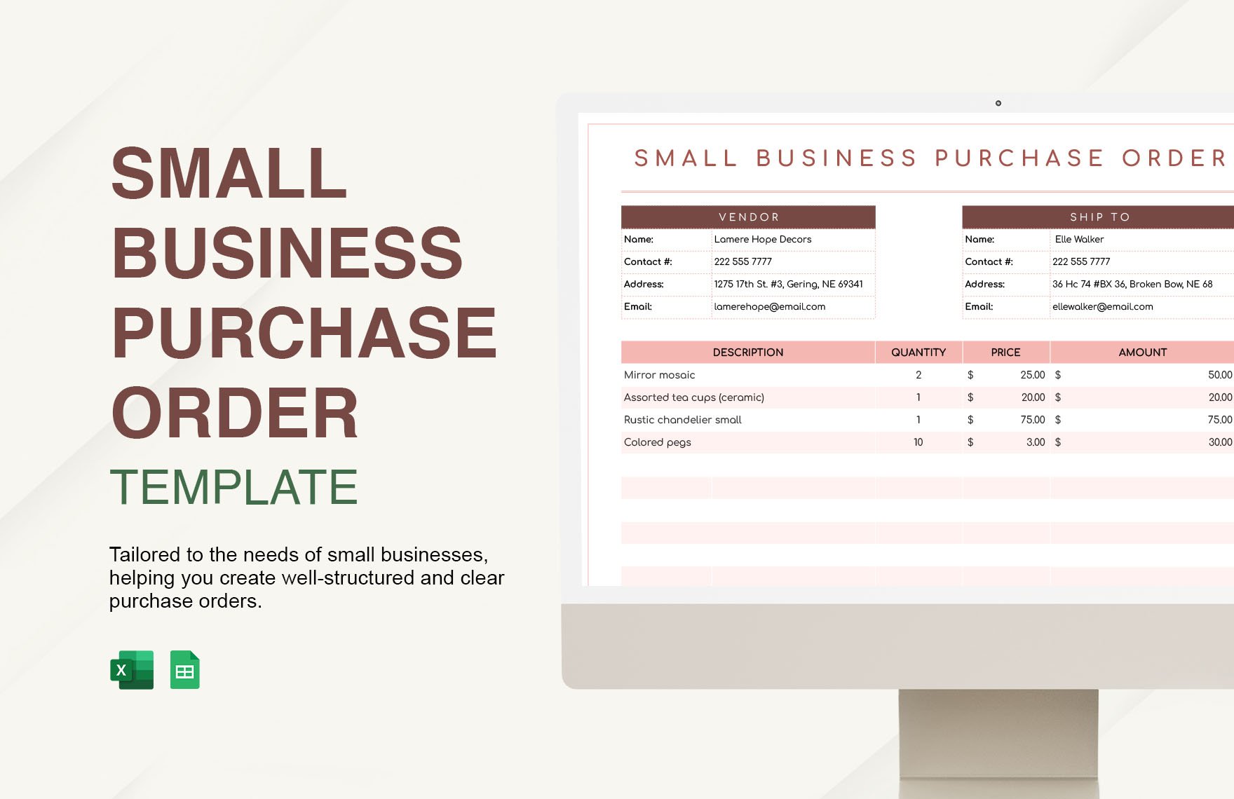 Small Business Purchase Order Template