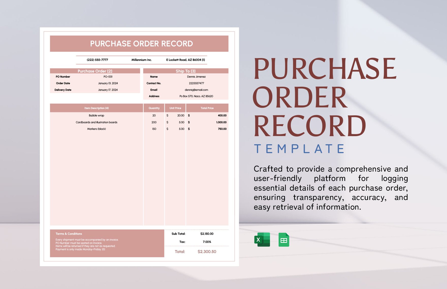 Purchase Order Record Template