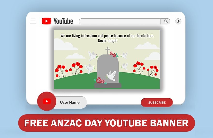 Anzac Day Youtube Banner in Illustrator, PSD, EPS, SVG, JPG, PNG