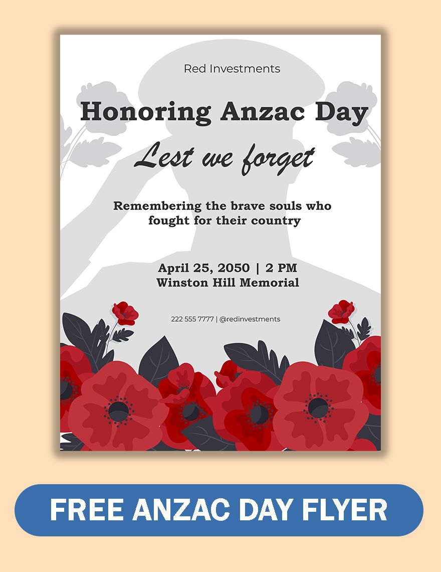 Free Anzac Day Flyer  in Illustrator, PSD, EPS, SVG, JPG, PNG