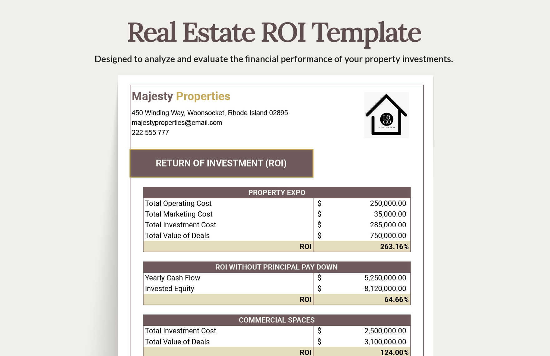 Real Estate ROI Template