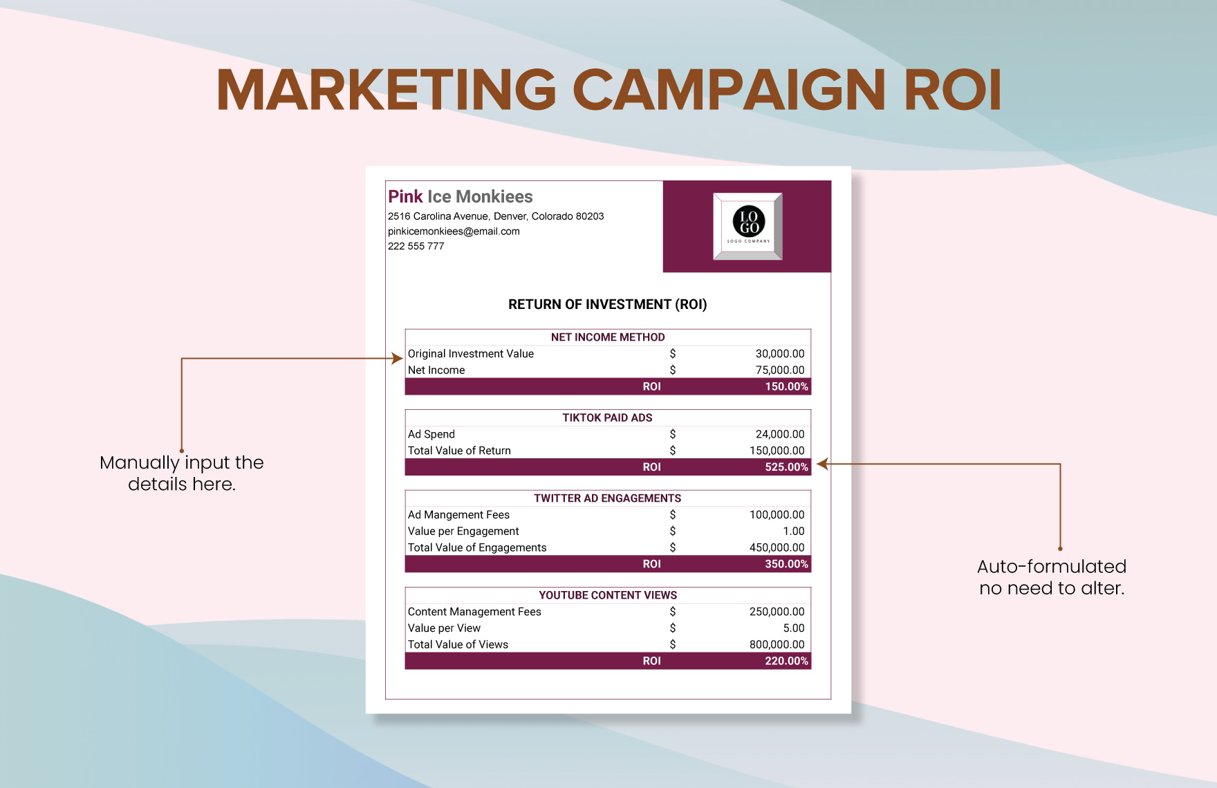 Marketing Campaign ROI Template