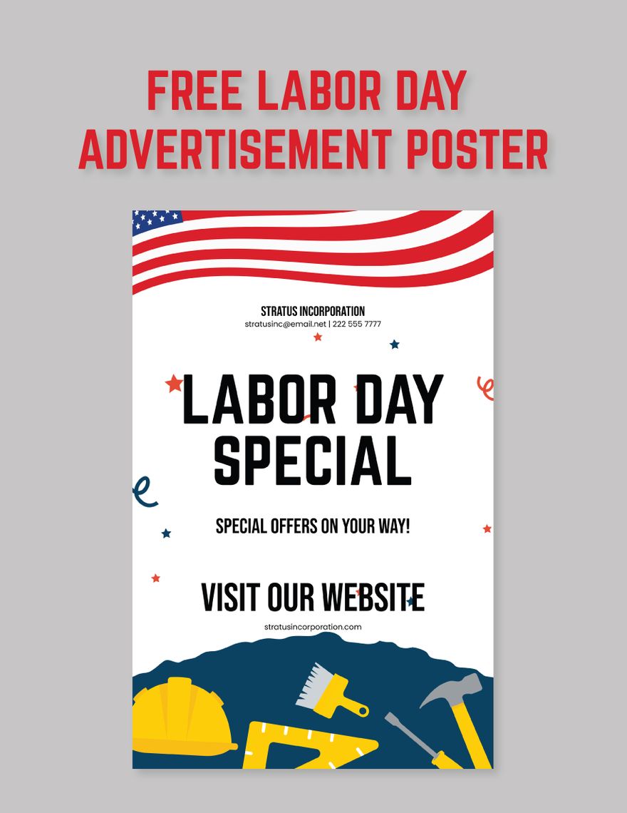 Labor Day Advertisement Poster in Word, Google Docs, Illustrator, PSD, EPS, SVG, JPG, PNG