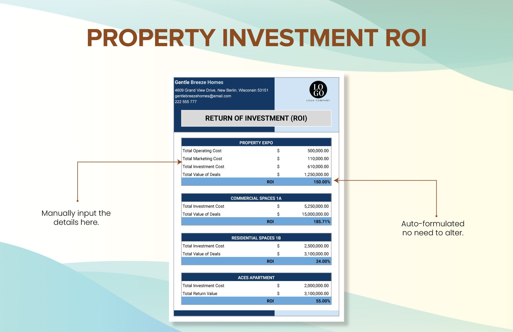 Property Investment ROI Template