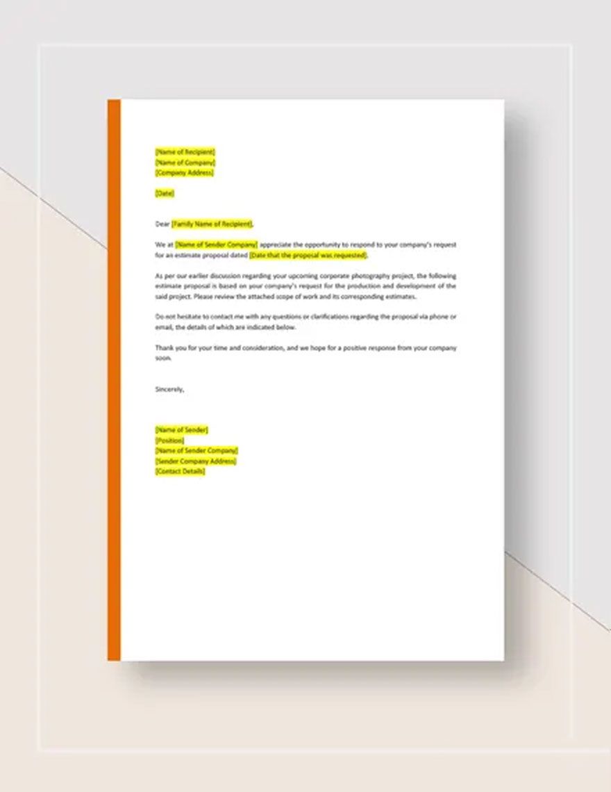 Estimate Proposal Template Google Docs Word Apple Pages Template net Estimate Proposal Template Google Docs Word Apple Pages Template net