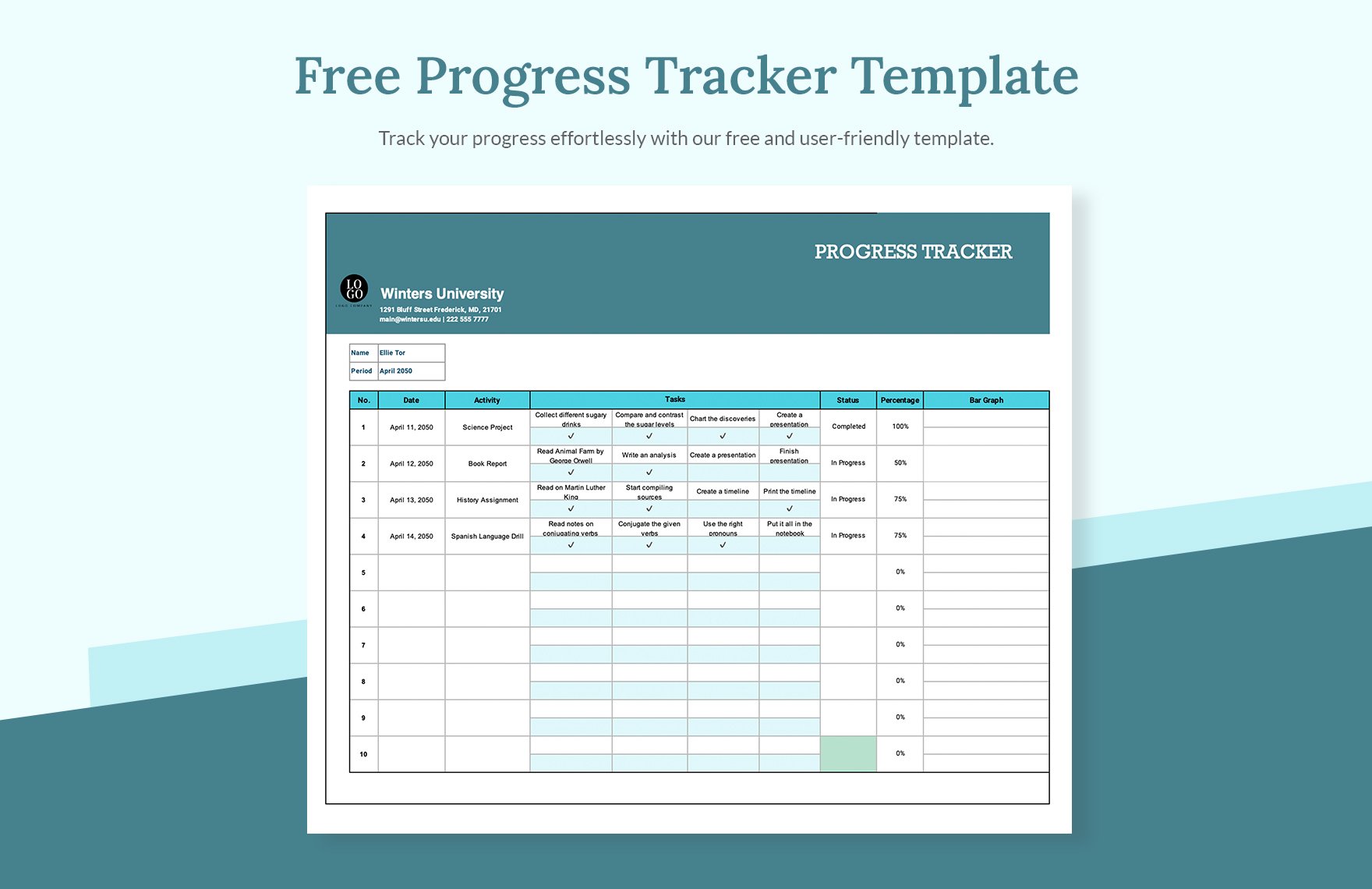 Progress Tracker in Excel Google Sheets Download Template net