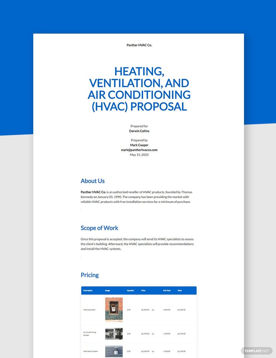 HVAC Proposal Template Google Docs, Word, Apple Pages