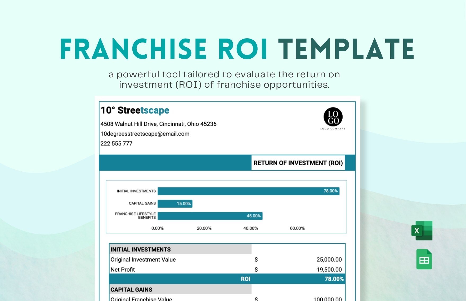 Franchise ROI Template in Excel, Google Sheets