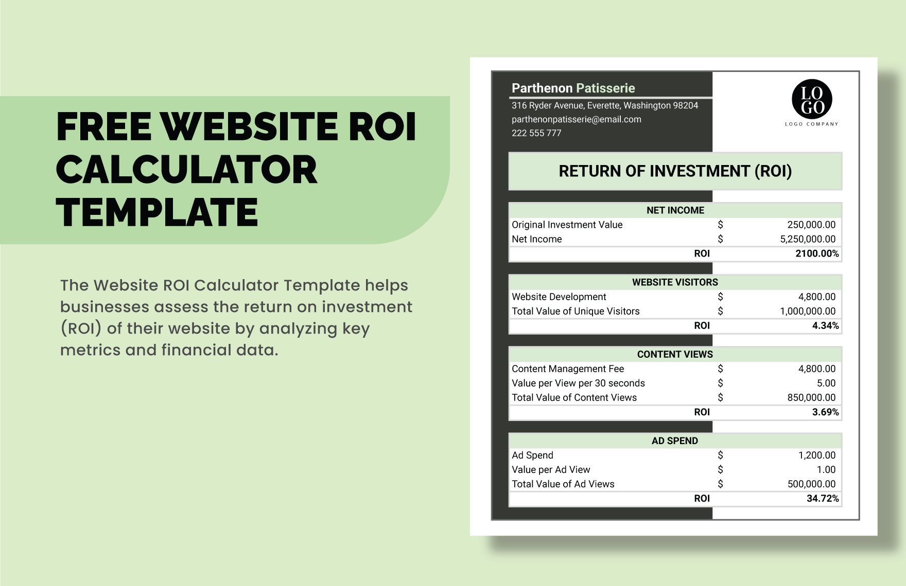 Website ROI Calculator Template