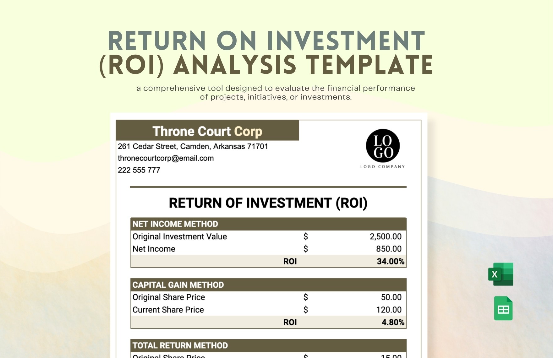 Free ROI Return Of Investment Templates To Edit Online Free ROI Return Of Investment Templates To Edit Online
