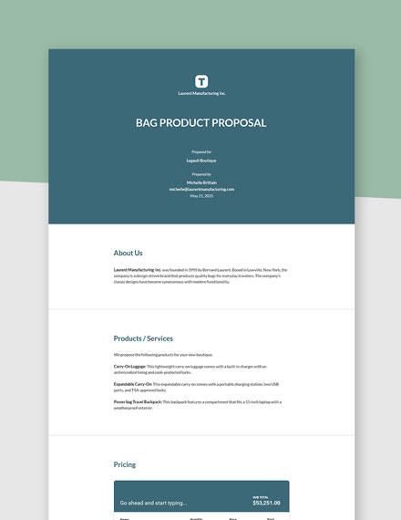 Free Sample Product Proposal Template - Google Docs, Word, Apple Pages ...