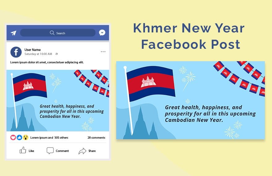 Khmer New Year Facebook Post in Illustrator, PSD, EPS, SVG, JPG, PNG