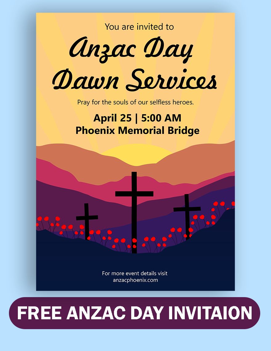 Anzac Day Invitation in Word, Illustrator, PSD, EPS, SVG, JPG, PNG
