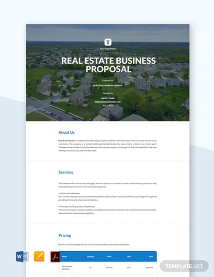Editable Real Estate Business Proposal Template