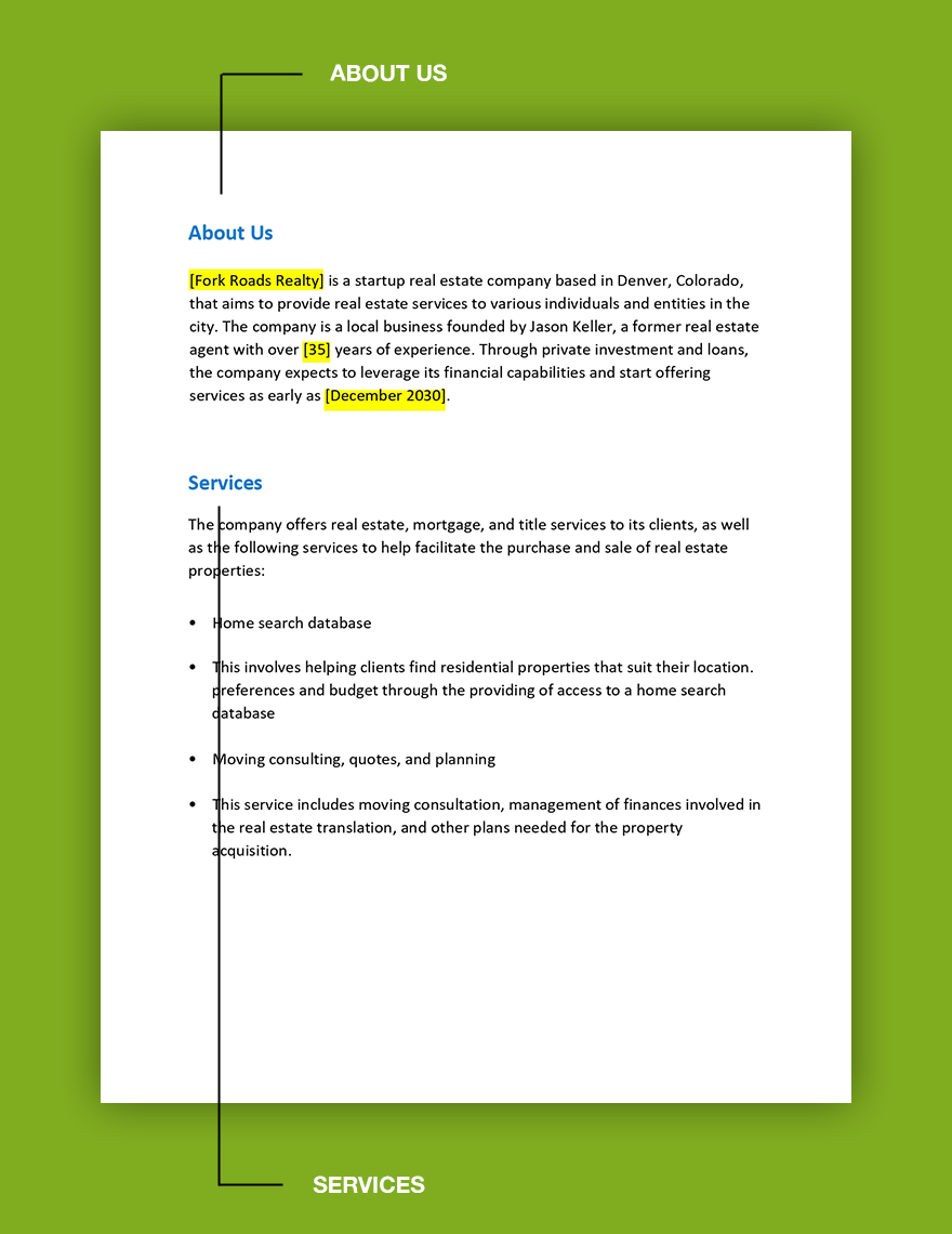 Sample Real Estate Business Proposal Template