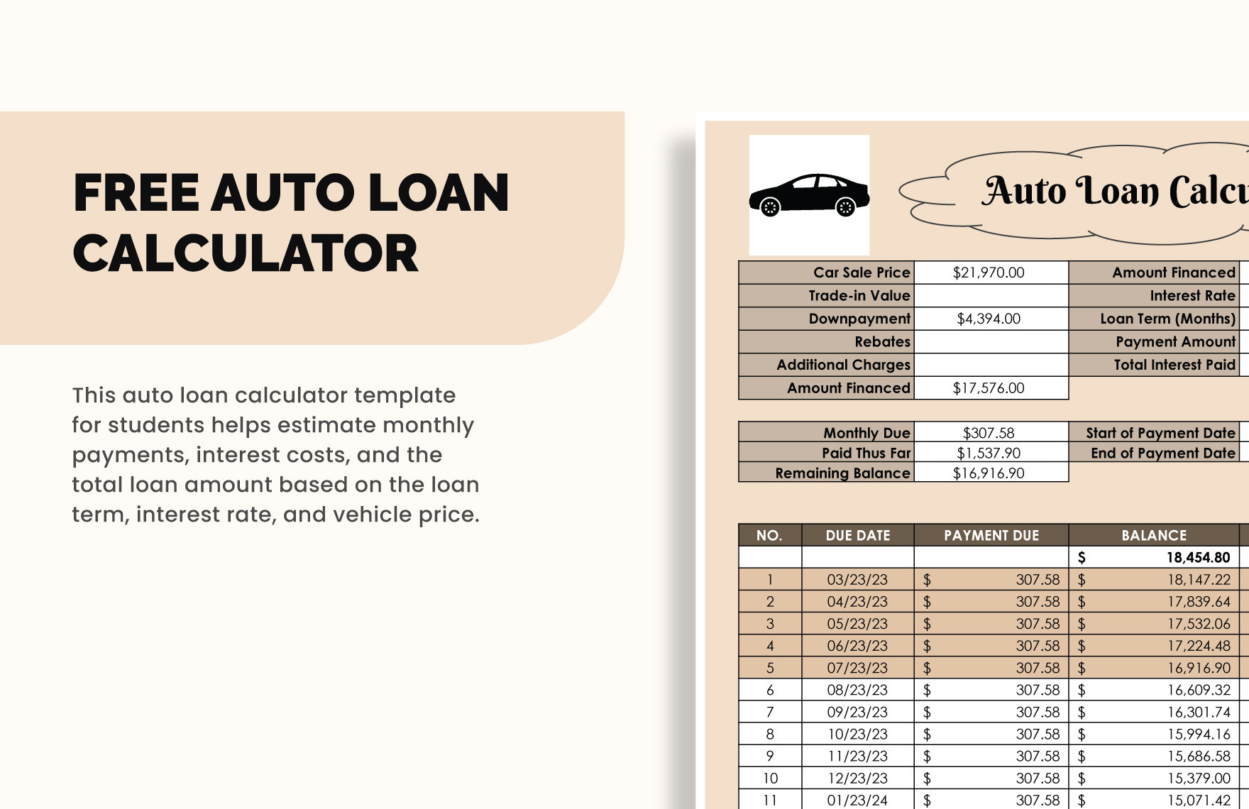 auto loan payoff calculator