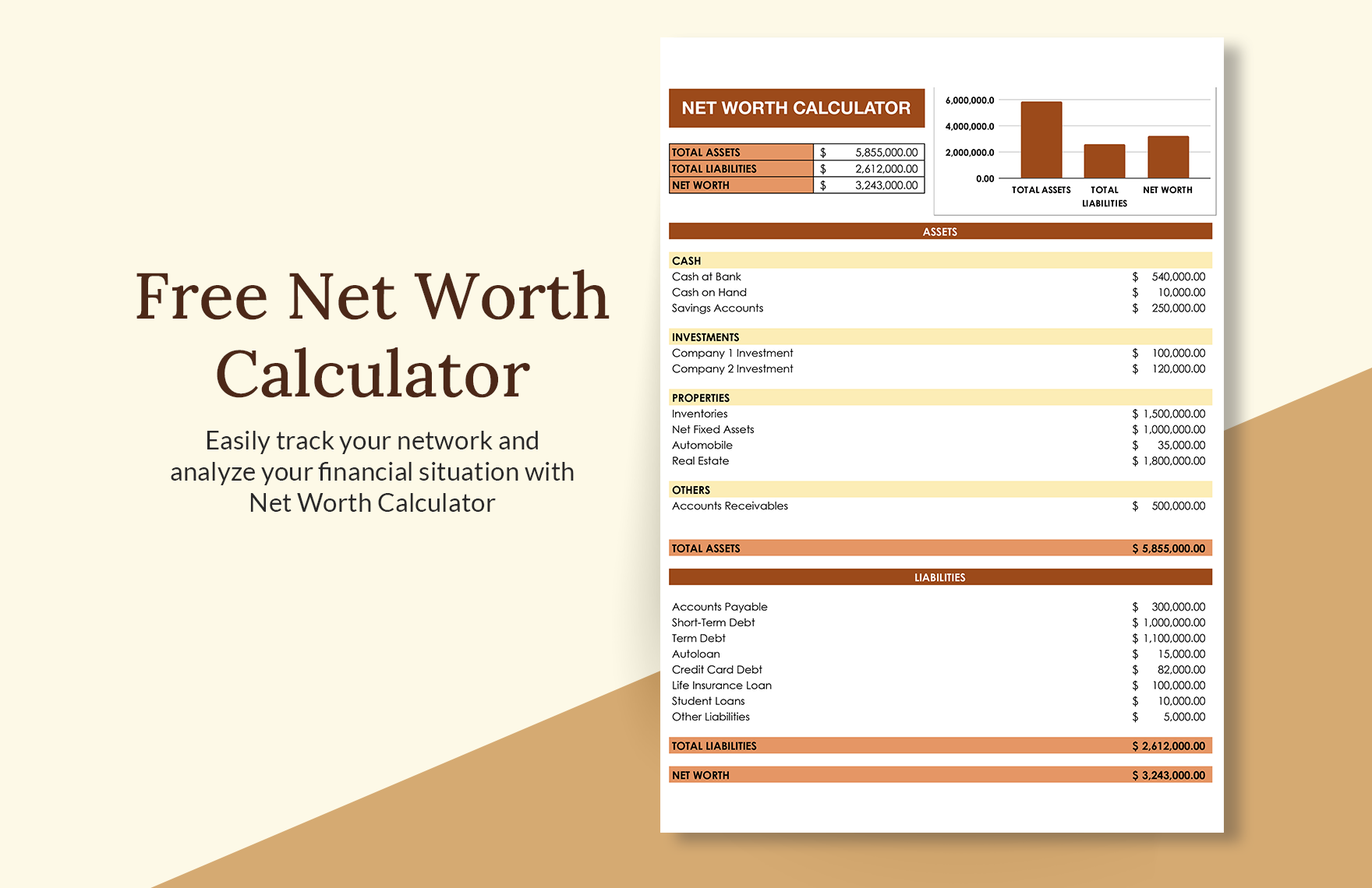 Free Net Worth Calculator Google Sheets, Excel