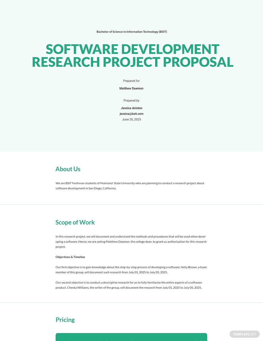 Research Project Proposal Template Google Docs, Word, Apple Pages