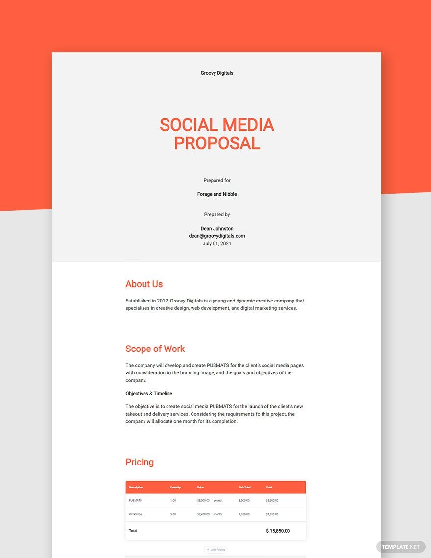 Social Media Proposal Template
