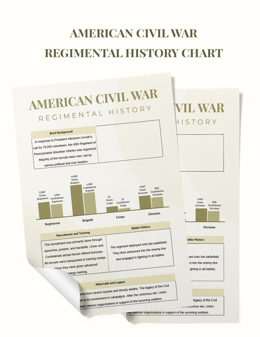 American Civil War Regimental History Chart in PDF, Illustrator