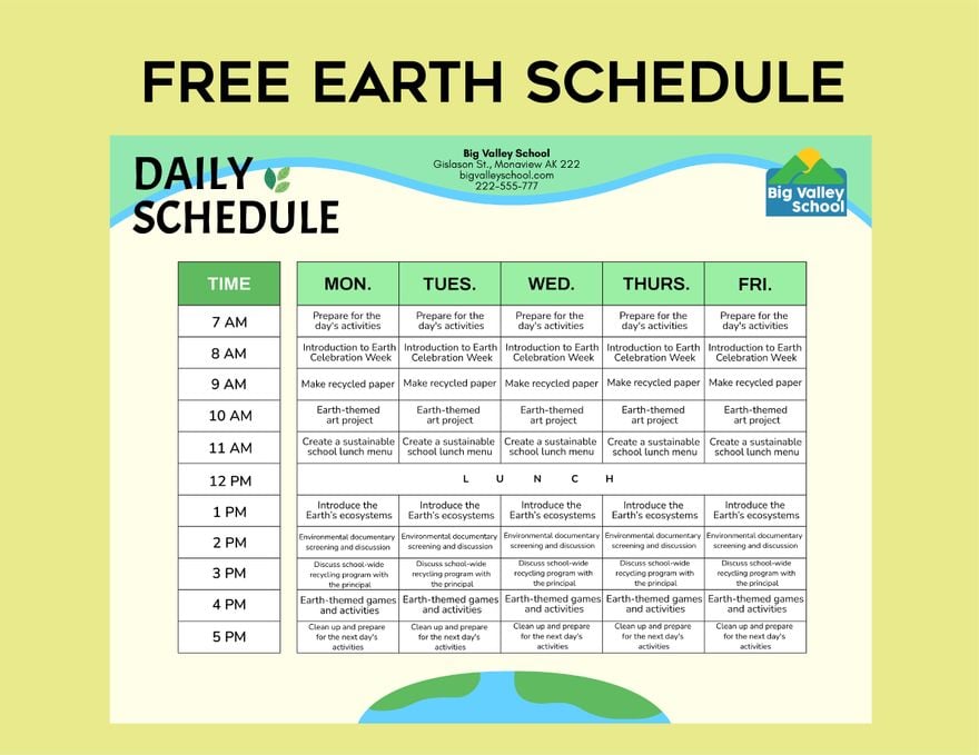 Earth Schedule