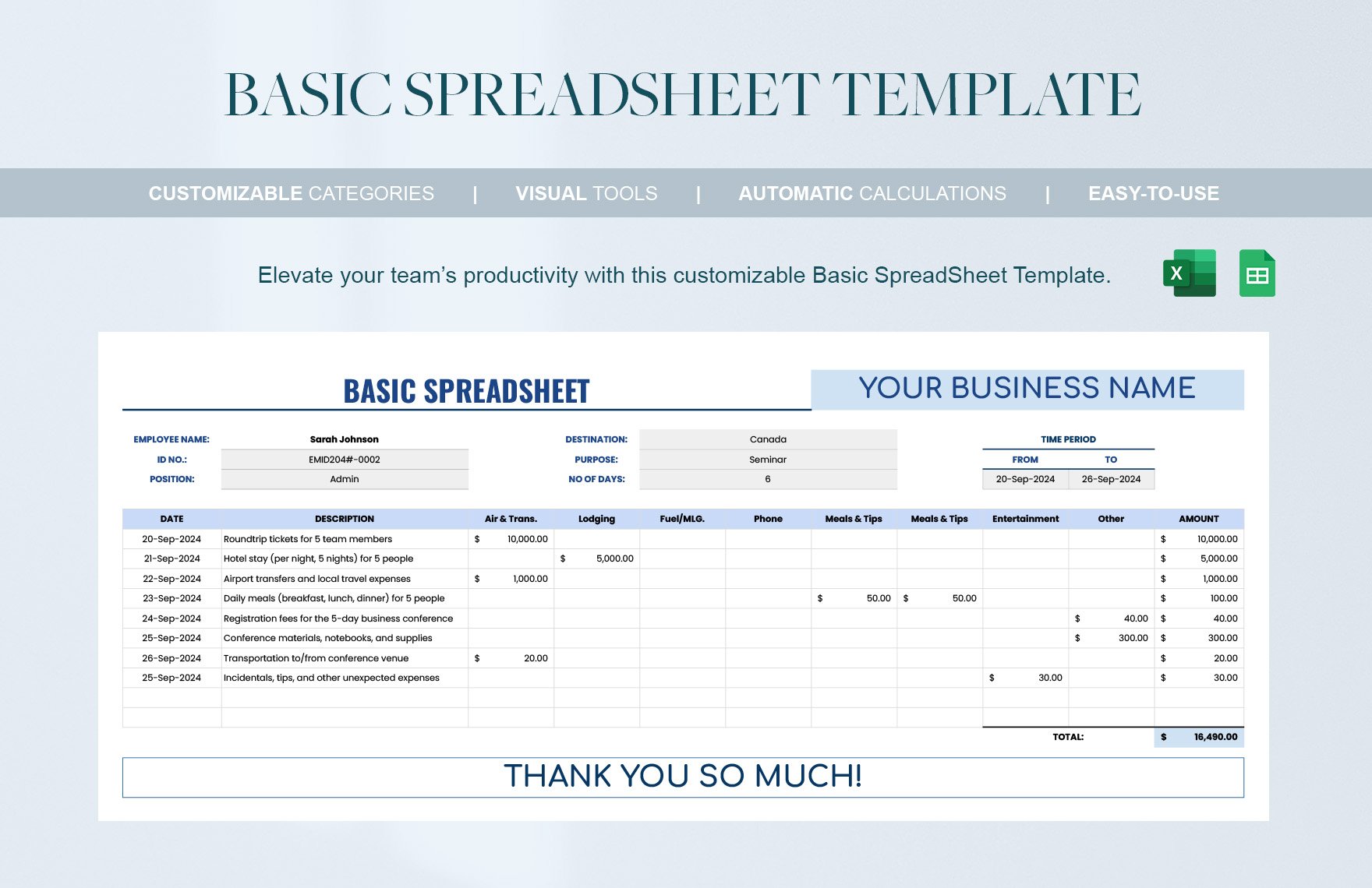 Basic SpreadSheet Template