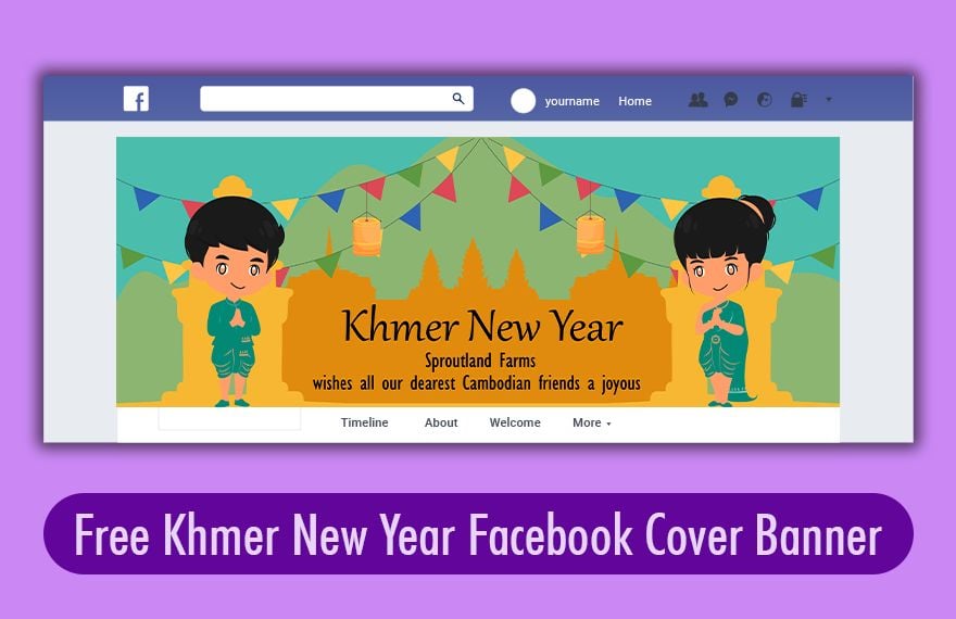 Free Khmer New Year Facebook Cover Banner in Illustrator, PSD, EPS, SVG, JPG, PNG