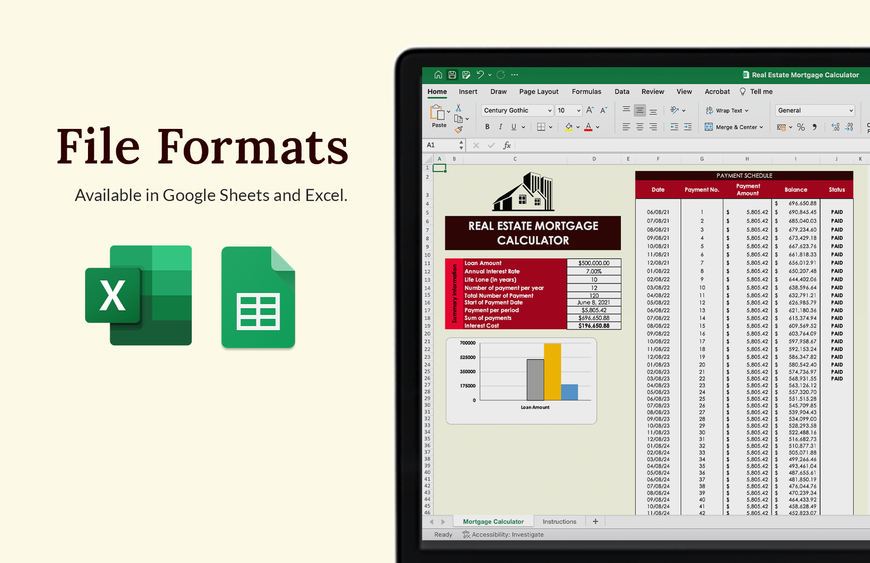 Real Estate Mortgage Calculator Download in Excel, Google Sheets