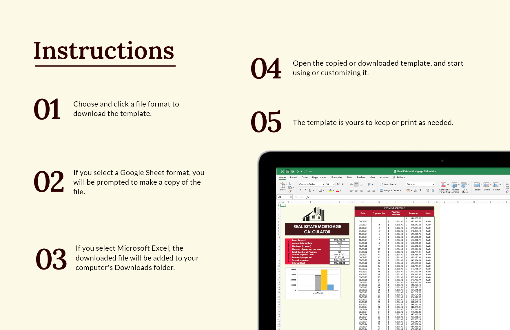 Real Estate Mortgage Calculator Download in Excel, Google Sheets