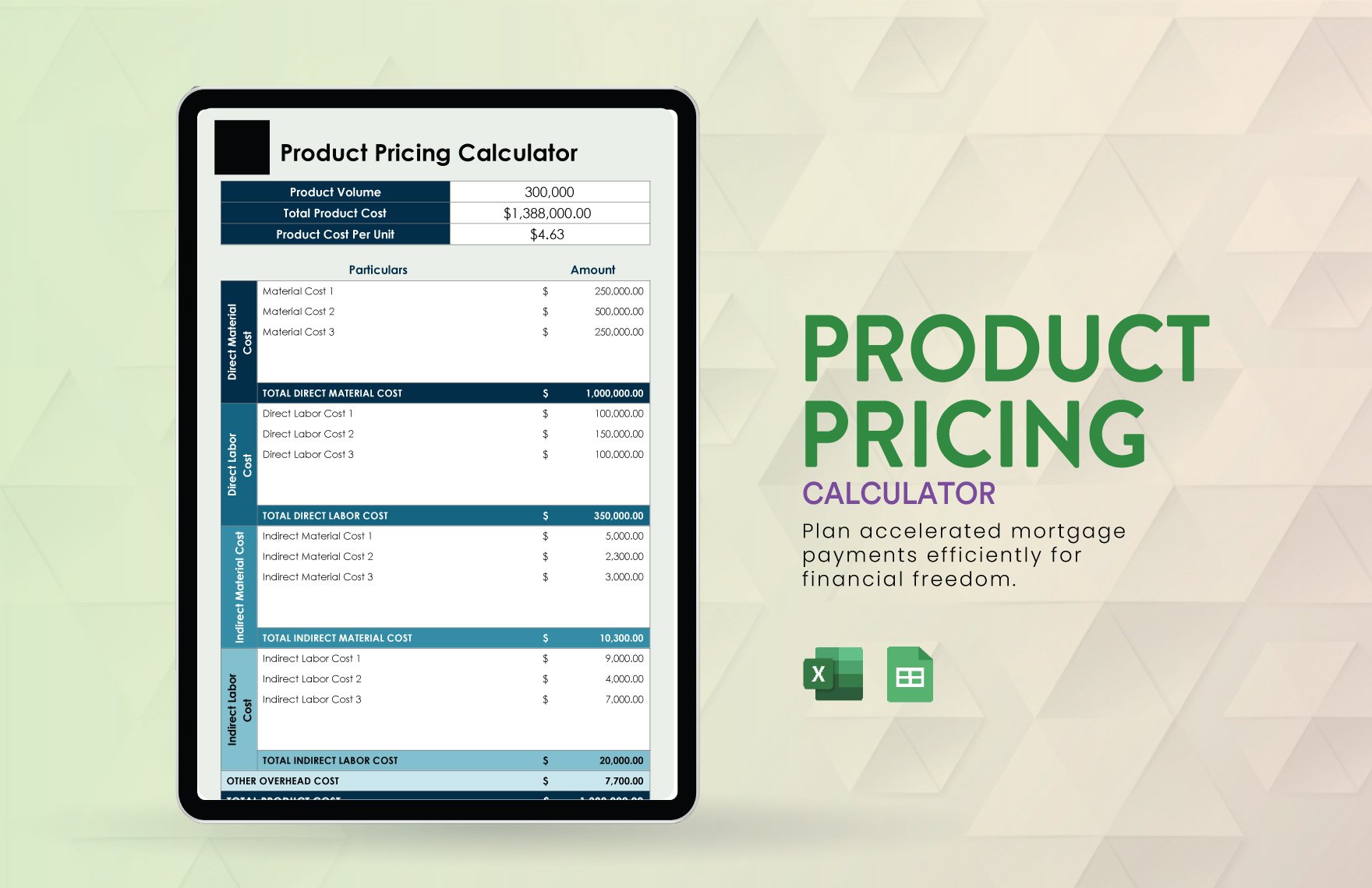 Product Pricing Calculator in Excel, Google Sheets