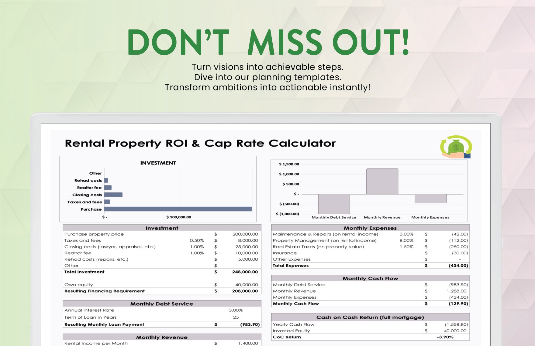 Rental Property ROI & Cap Rate Calculator