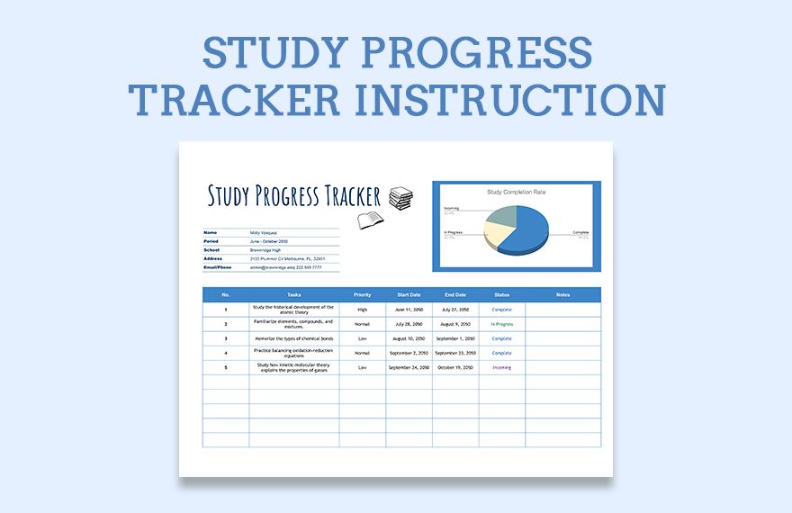 Study Progress Trackers in Excel, Google Sheets