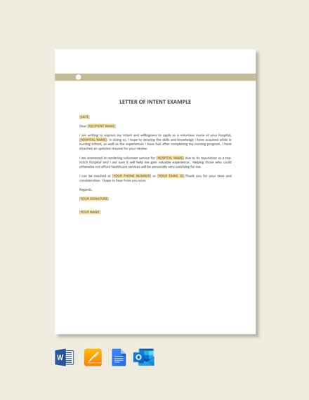 Letter of Intent example