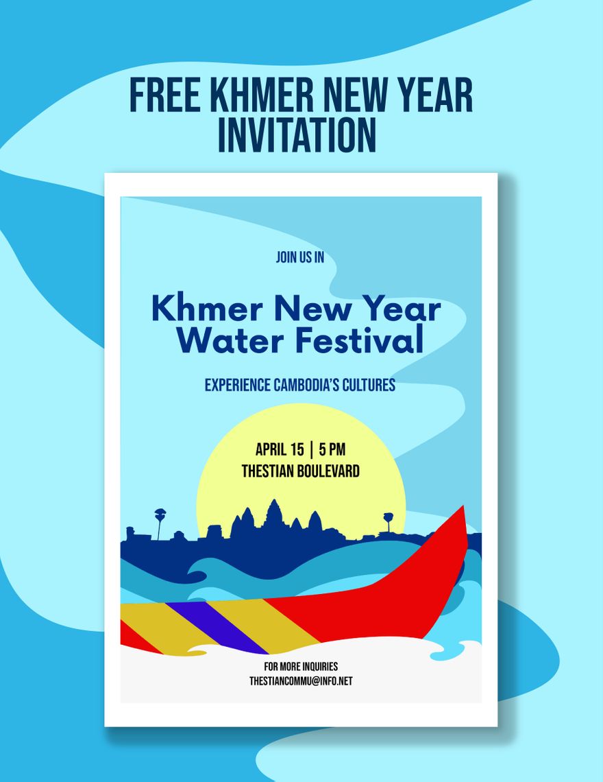 Khmer New Year Invitation in Word, Google Docs, Google Docs, Illustrator, PSD, JPG