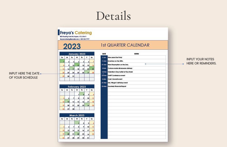 Goal And Event Calendar Template
