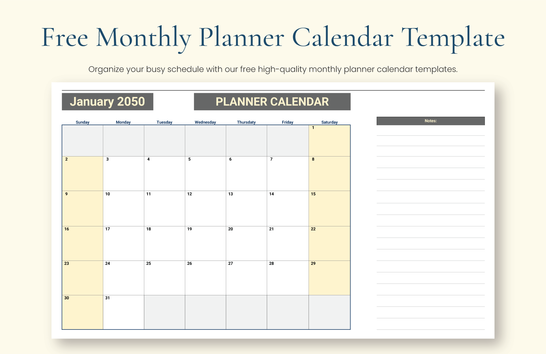 Free Monthly Planner Calendar Template Google Sheets Excel Free Monthly Planner Calendar Template Google Sheets Excel