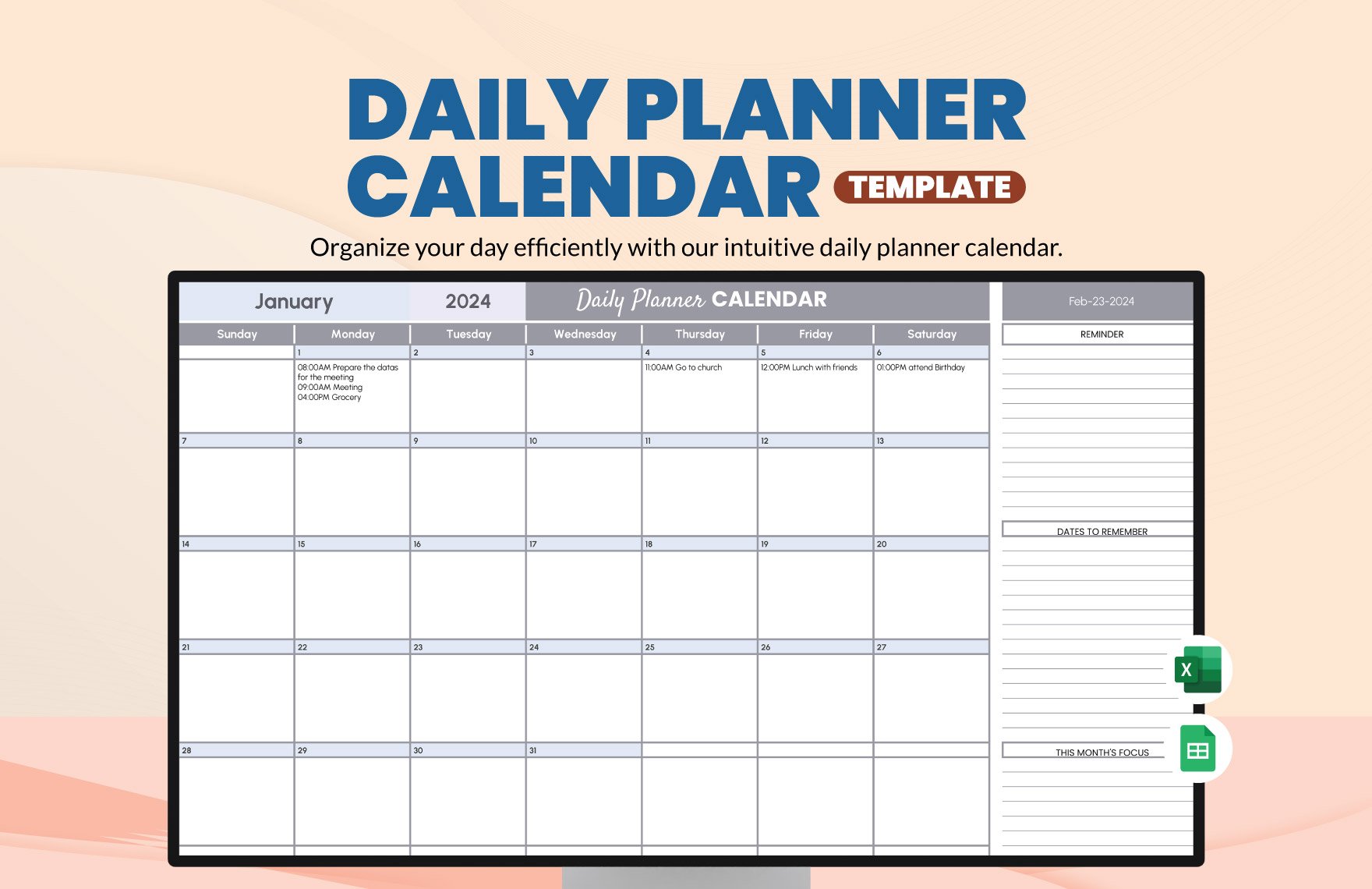 Daily Planner Calendar Template