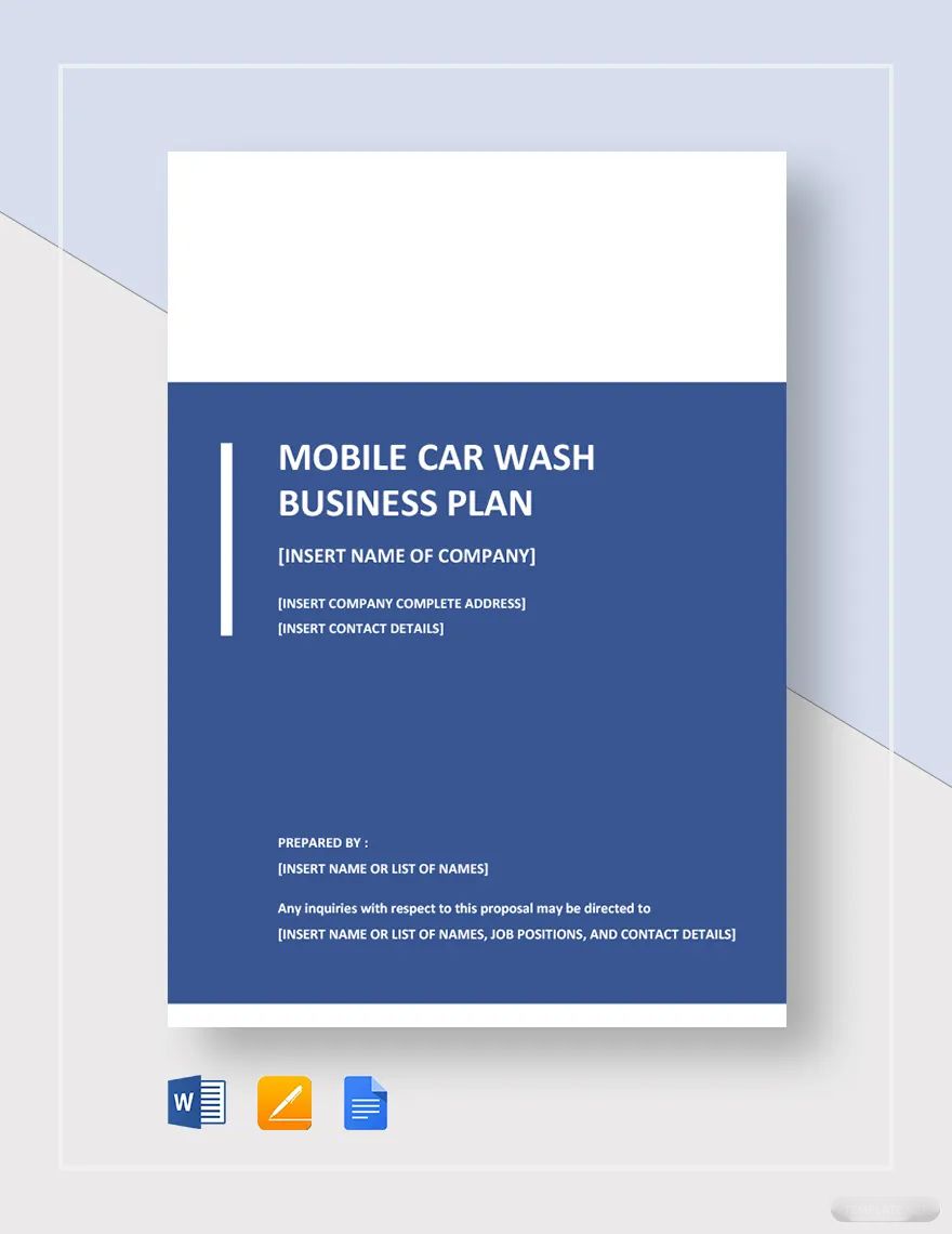 Mobile Car Wash Business Plan Template