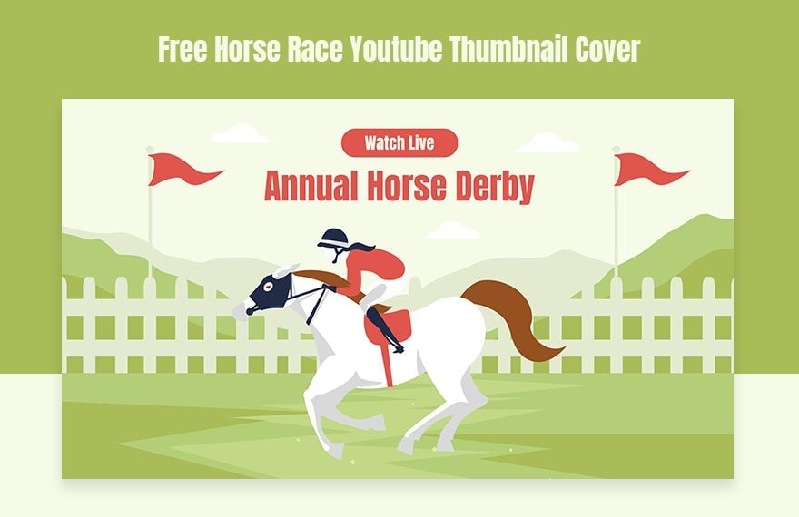 Free Horse Race Youtube Thumbnail Cover in Illustrator, PSD, EPS, SVG, JPG, PNG