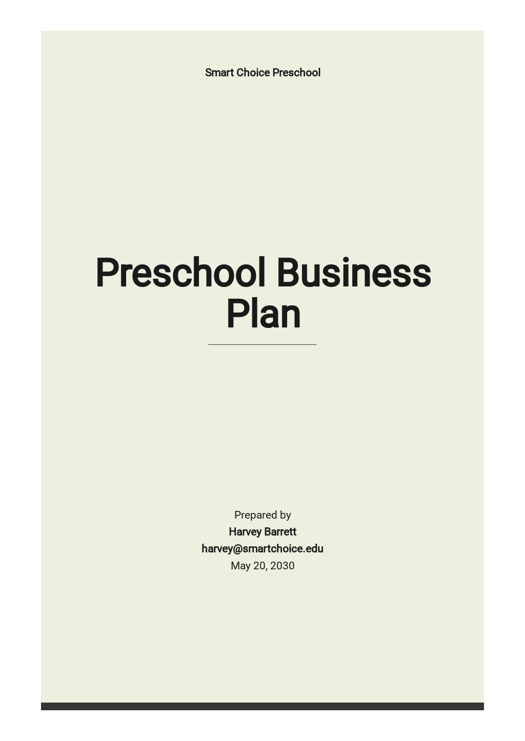 creating a business plan for a preschool