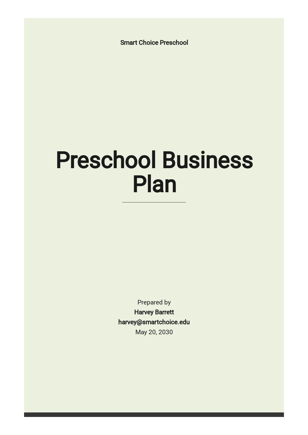 preschool business plan template pdf