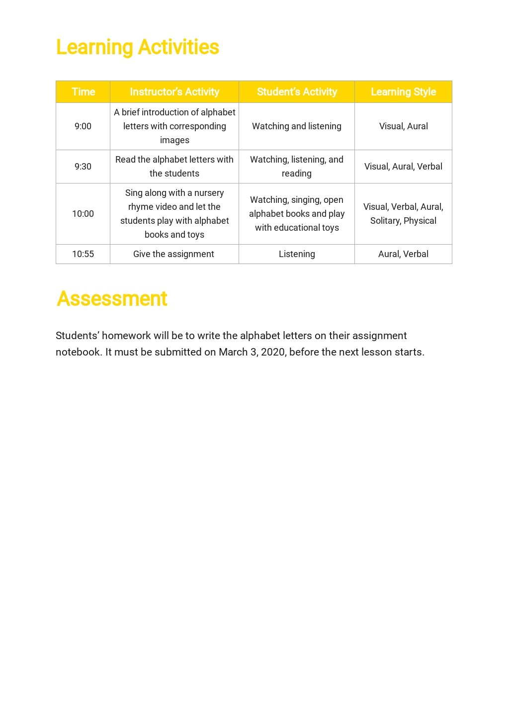 Preschool Lesson Plan Template [Free PDF] - Word (DOC) | Apple (MAC