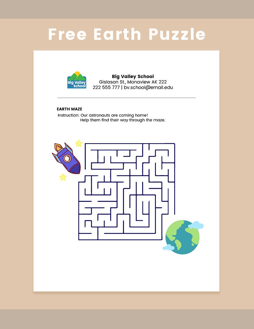 Earth Puzzle Template