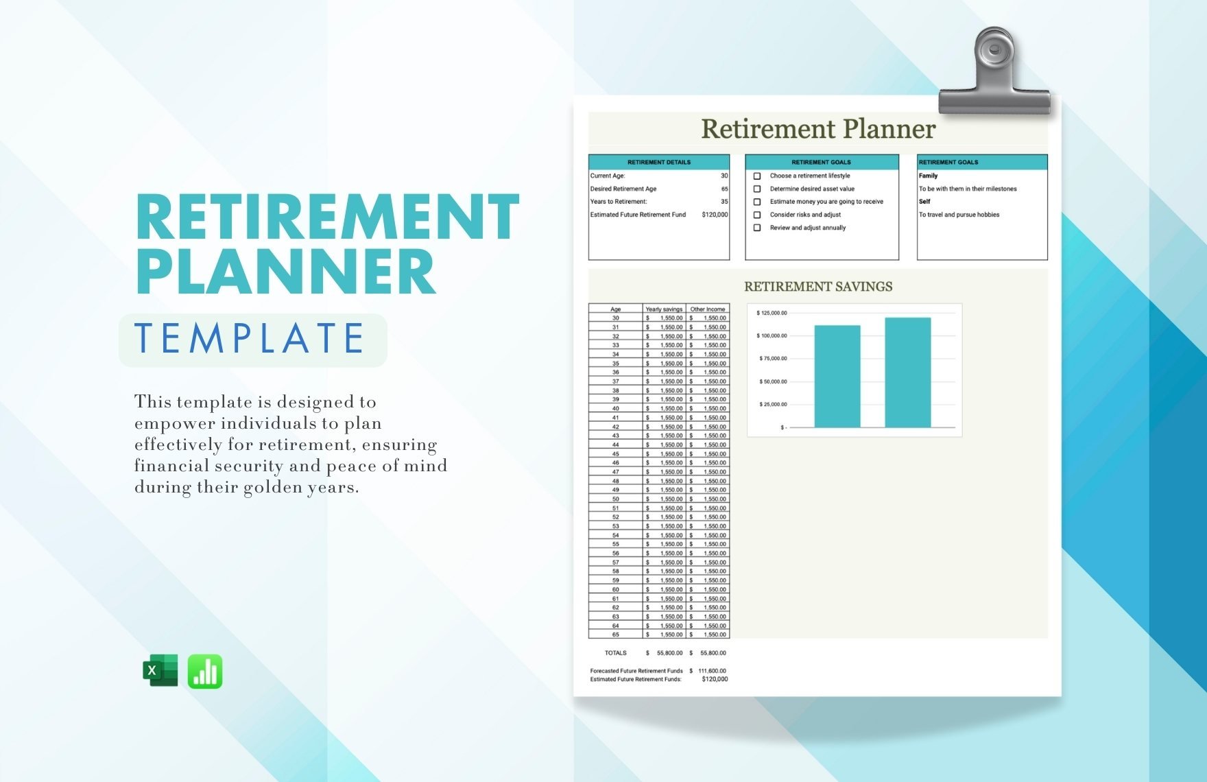 Retirement Planner Template in Excel, Google Sheets