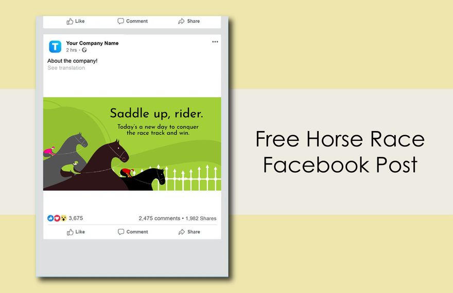 Free Horse Race Facebook Post in Illustrator, PSD, EPS, SVG, PNG, JPEG