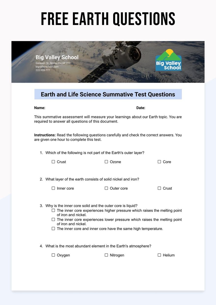 Earth Questions